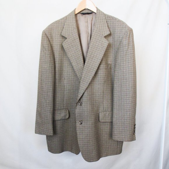 Nordstrom Other - NORDSTROM Mens Brown Houndstooth Wool Jacket Classic Blazer- Size 44R, XL